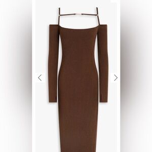 jacquemus sierra off-the-shoulder ribbed-knit midi dress